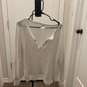 Aerie Offline white waffle long sleeve